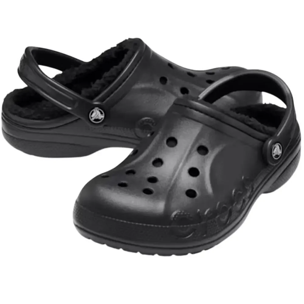 Crocs Unisex Black Baya Lined Clogs Size M's 7 W's 9